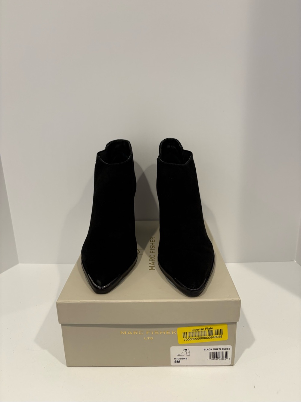 Marc Fisher Black Suede Pointed Ankle Booties Size 8